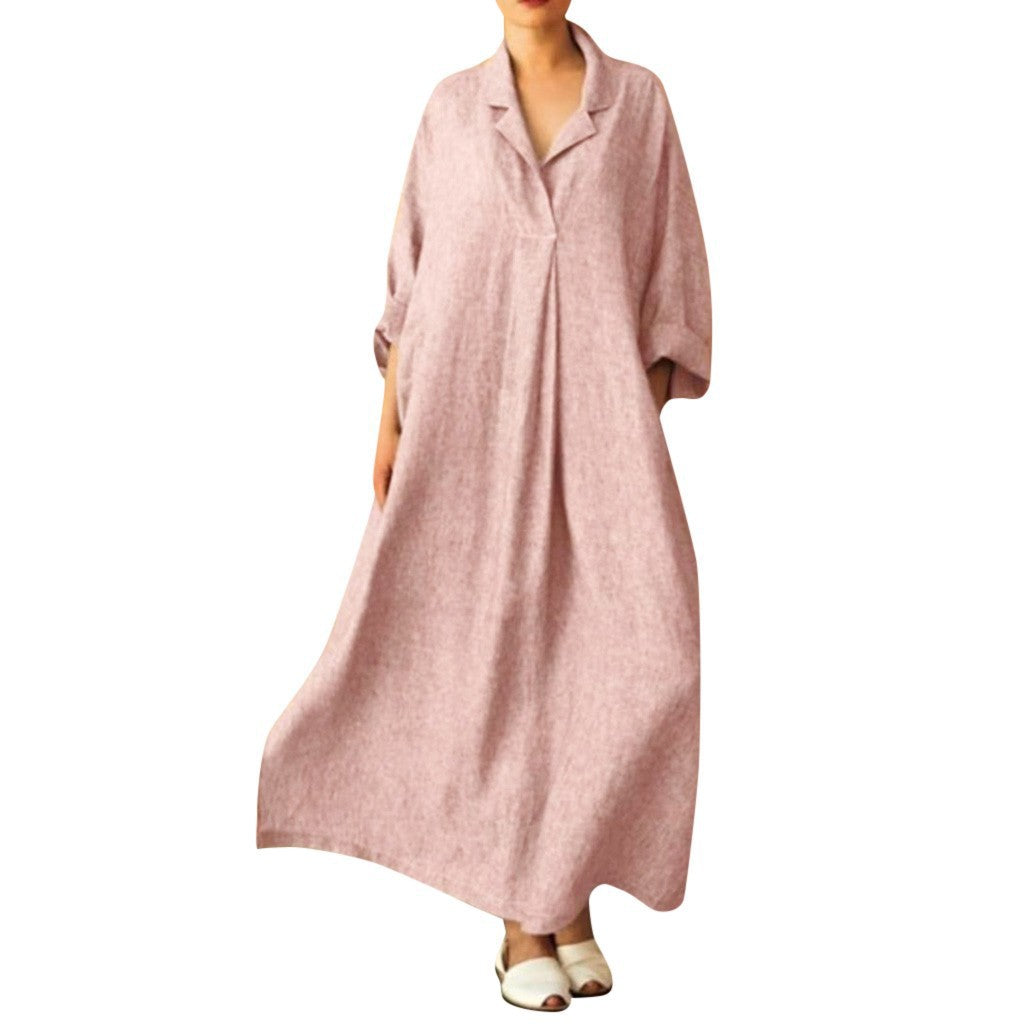 Bohemian Loose Waist Women Dress Pink
