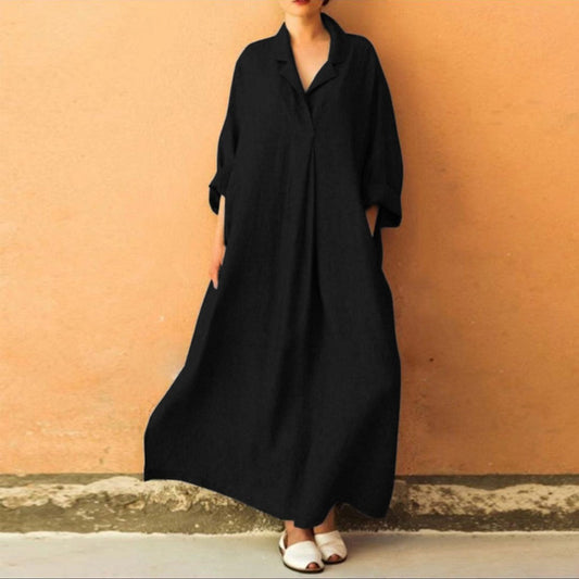 Bohemian Loose Waist Women Dress Black